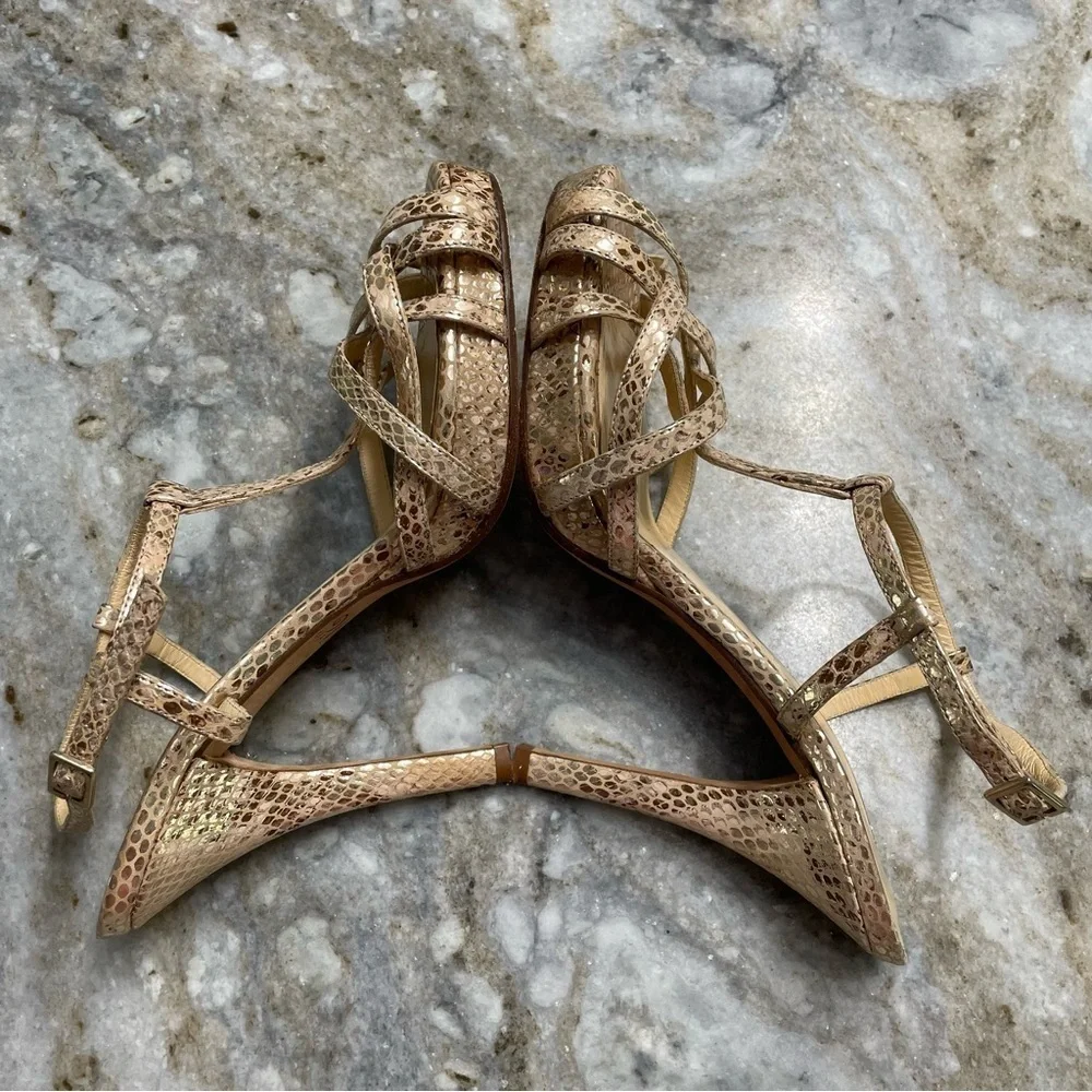 Kate Spade Gold Snakeskin Heel Sandals Women’s 7.5 B